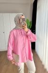 Çizgili Linda Gömlek Pembe