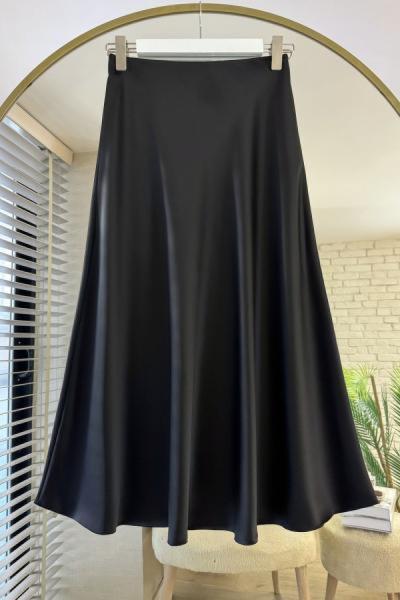 Zara Saten Kiloş Etek Siyah