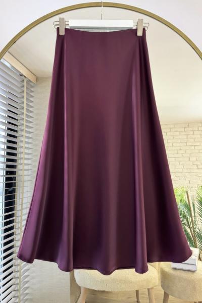 Zara Saten Kiloş Etek Mürdüm