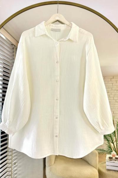 Oversize Müslim Gömlek Ekru