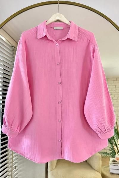 Oversize Müslim Gömlek Pembe
