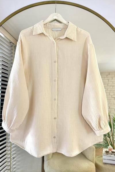 Oversize Müslim Gömlek Bej