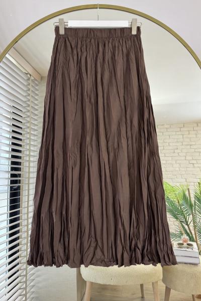 Kırışık Etek Kahverengi