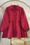 Lisa Poplin Gömlek Bordo