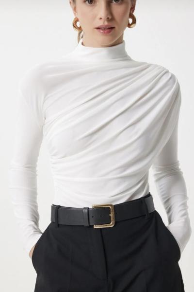 Balıkçı Büzgülü Bluz Ekru