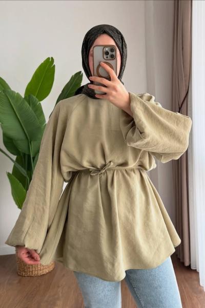 Balon Kol Modal Tunik Haki