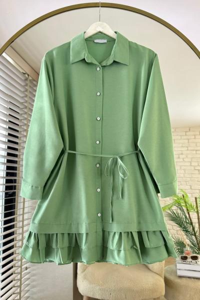 Eteği Fırfırlı Tunik Yeşil