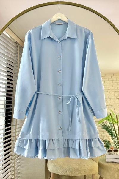 Eteği Fırfırlı Tunik Bebe Mavisi