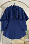 Pelerin Detaylı Gömlek Lacivert