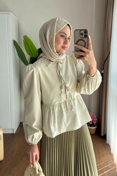 Carol Kısa Gömlek Bej