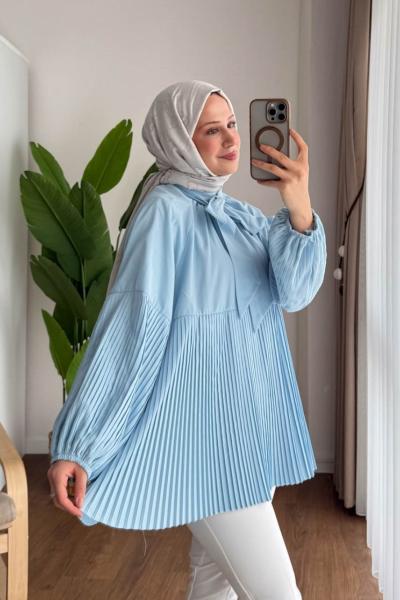 Piliseli Salaş Tunik Mavi