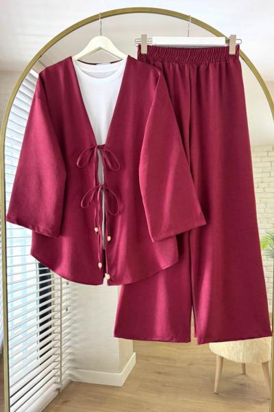 Üçlü Pera Takım Bordo