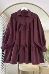 Fiyonklu Salaş Gömlek Bordo