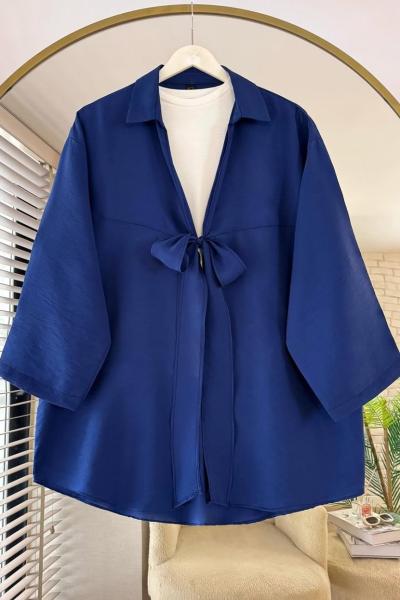 Önü Bağlamalı Kimono Lacivert