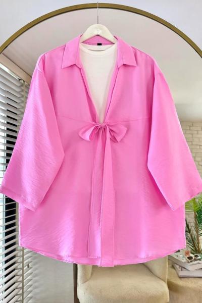 Önü Bağlamalı Kimono Pembe
