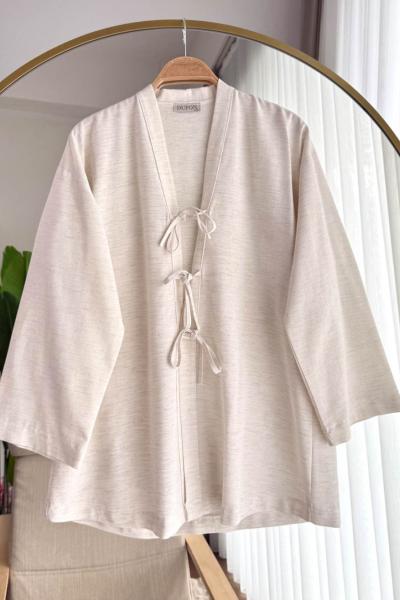 Üç Bağlama Kimono Bej