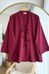 Üç Bağlama Kimono Bordo