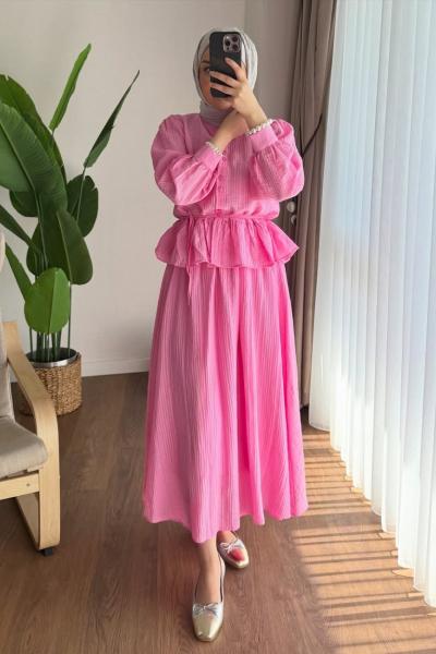 Begonya Etekli Takım Pembe