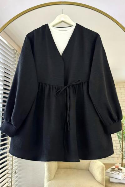 Lori Bağlamalı Ceket Siyah