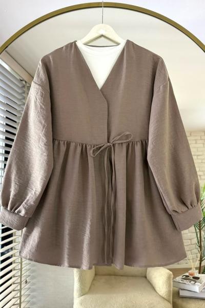 Lori Bağlamalı Ceket Vizon