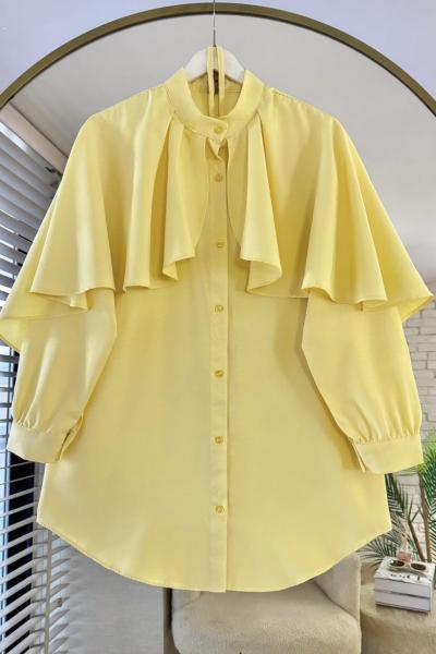 Pelerin Detaylı Gömlek Sarı