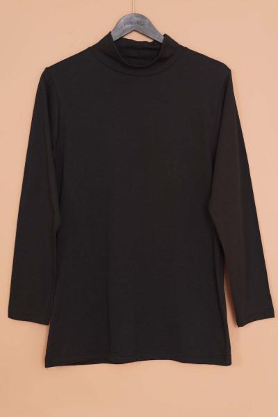 Balıkçı Yaka Uzun Kollu İçlik Siyah
