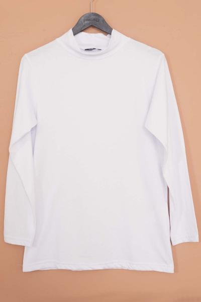 Balıkçı Yaka Uzun Kollu İçlik Beyaz