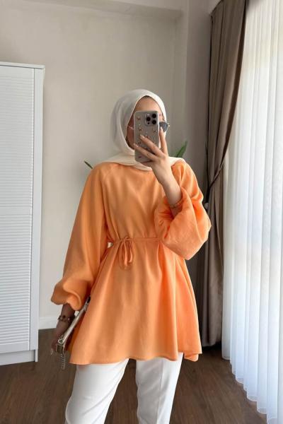 Balon Kol Modal Tunik Turuncu