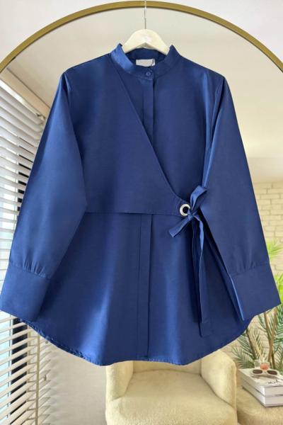 Kuş Gözü Bağlamalı Gömlek Lacivert