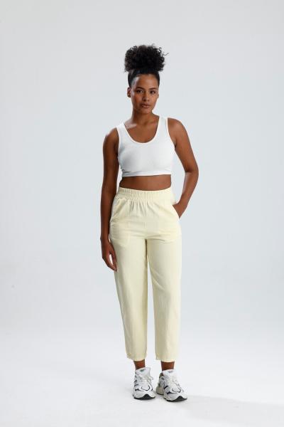 Beli Lastikli Gabardin Pantolon Sarı