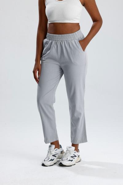 Beli Lastikli Gabardin Pantolon Gri