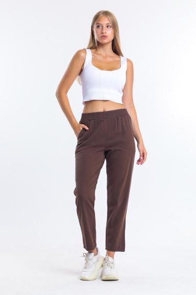 Beli Lastikli Gabardin Pantolon Kahverengi