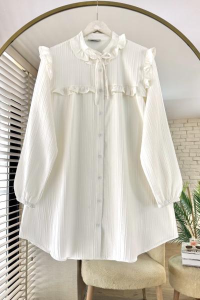 Fırfır Detaylı Tunik Ekru