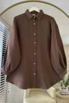 Oversize Müslim Gömlek Kahverengi