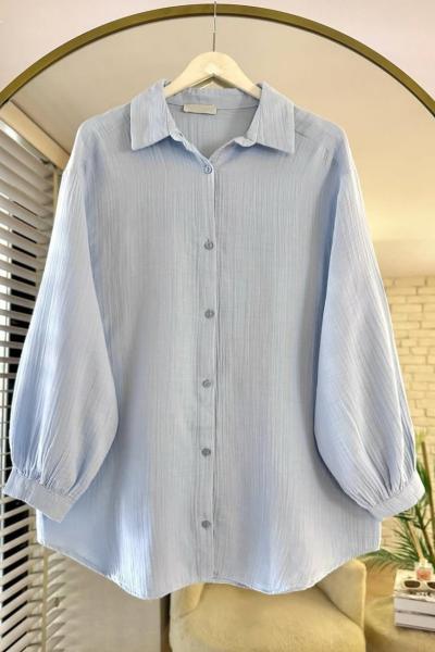 Oversize Müslim Gömlek Mavi