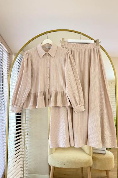 Gofre Keten Takım Camel