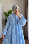 Oversize Müslin Elbise Mavi