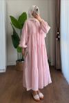 Oversize Müslin Elbise Pembe