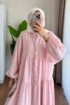 Oversize Müslin Elbise Pembe