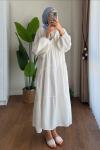 Oversize Müslin Elbise Beyaz