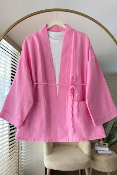 Cepli Müslin Kimono Pembe