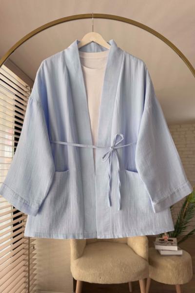 Cepli Müslin Kimono Mavi