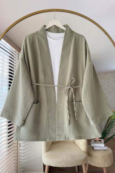 Cepli Müslin Kimono Yeşil