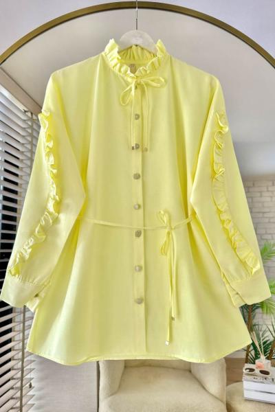 Fırfır Detaylı Gömlek Sarı
