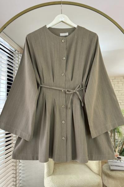 Pensli Keten Gömlek Haki