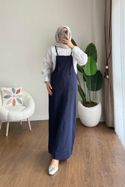 İpli Askılı Gabardin Jile Lacivert