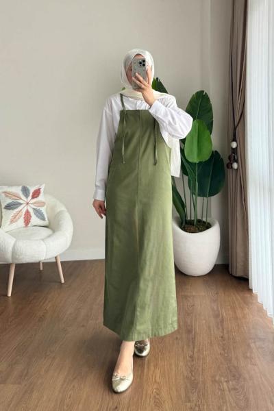 İpli Askılı Gabardin Jile Yeşil