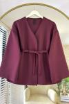 Kuşaklı Scuba Ceket Bordo