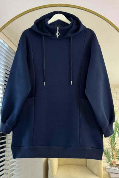 Torba Cepli Üç İplik Sweatshirt Lacivert