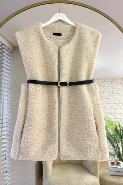 Welsoft Kemerli Yelek Bej